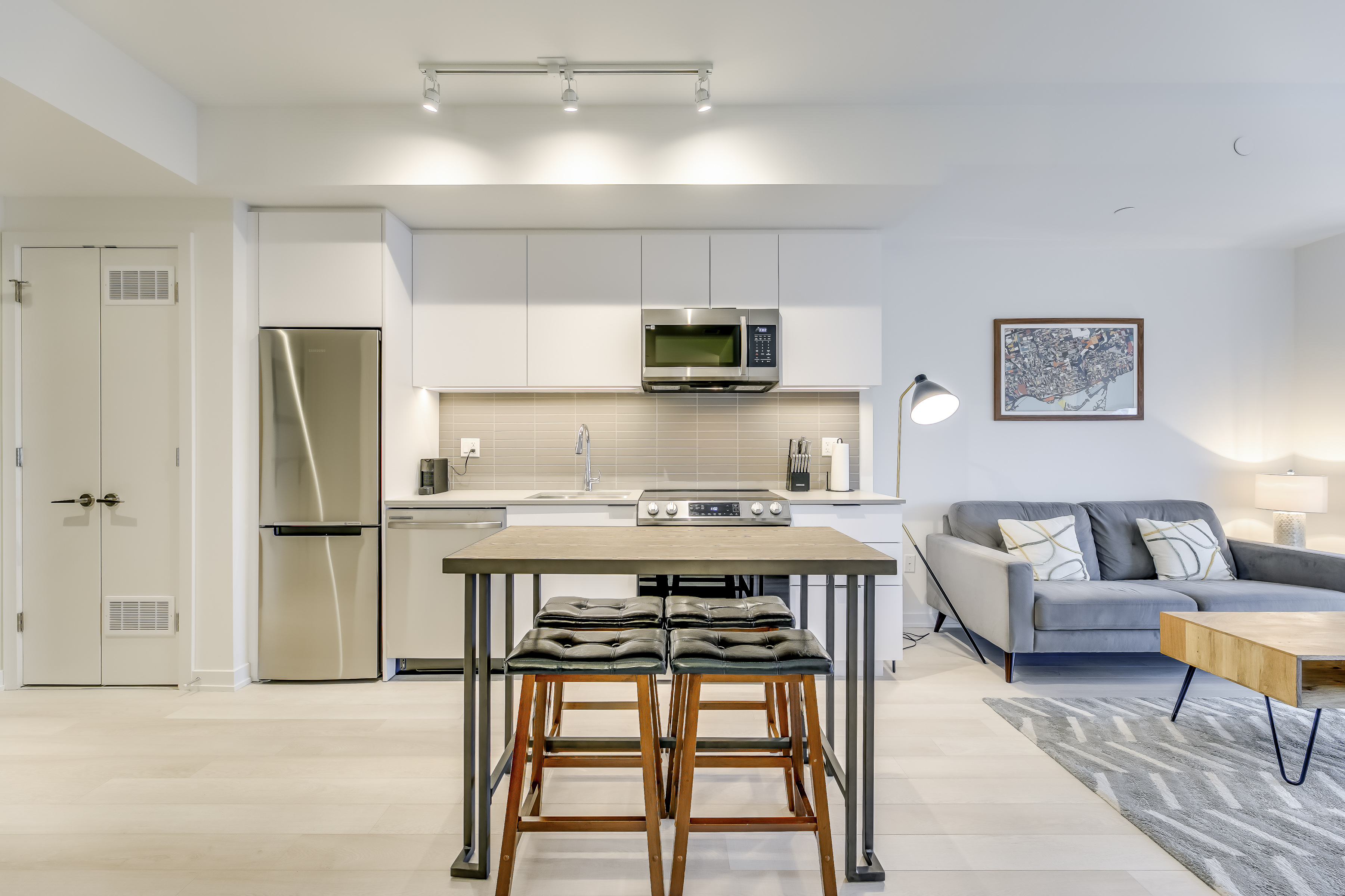 Open living and dining area