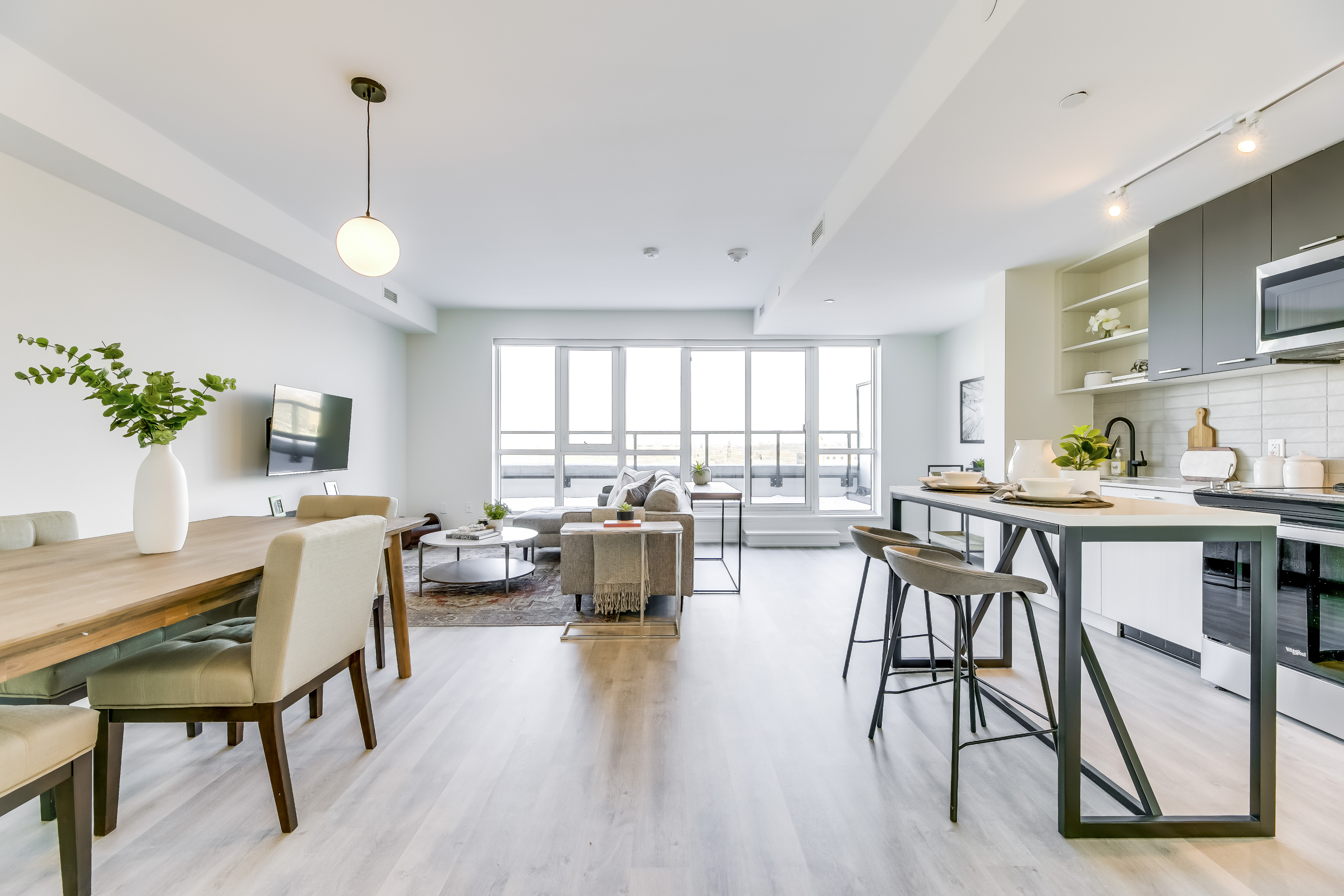 Furnished living room in a Toronto suite